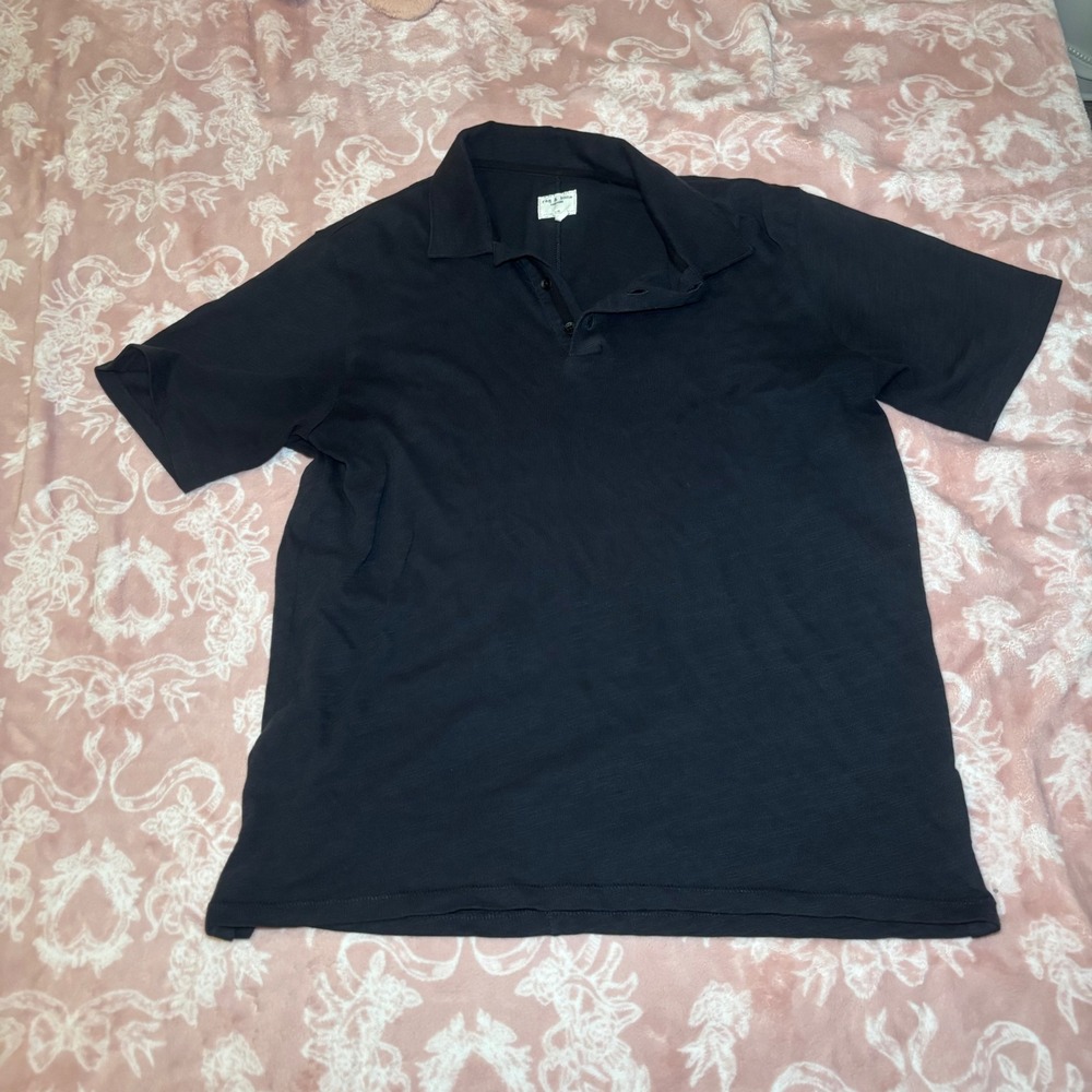 Rag & Bone New York Mens Slub Cotton Short Sleeve Polo Shirt Charcoal Gray L